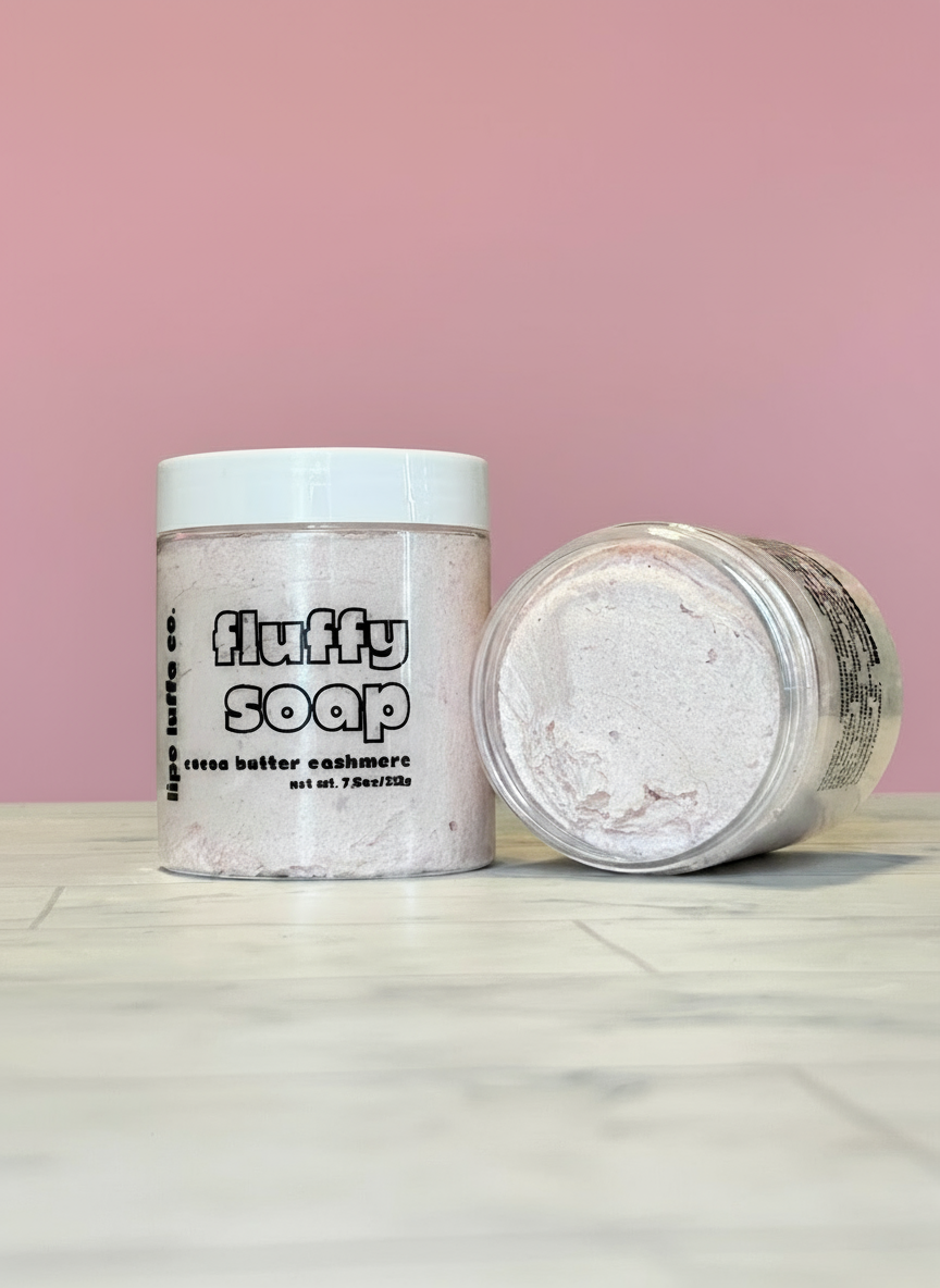 Cocoa Butter Cashmere Fluffy Soap— Whipped Body Wash • Holiday Self-Care Treat