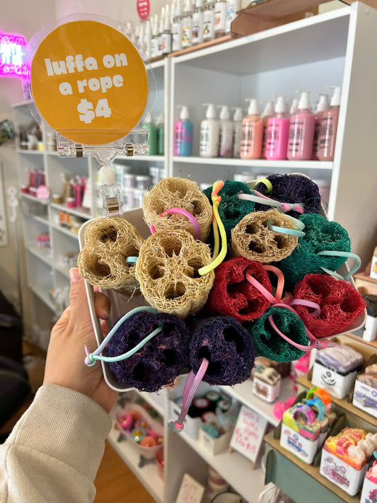 Natural Luffa Sponge w/ Rope.