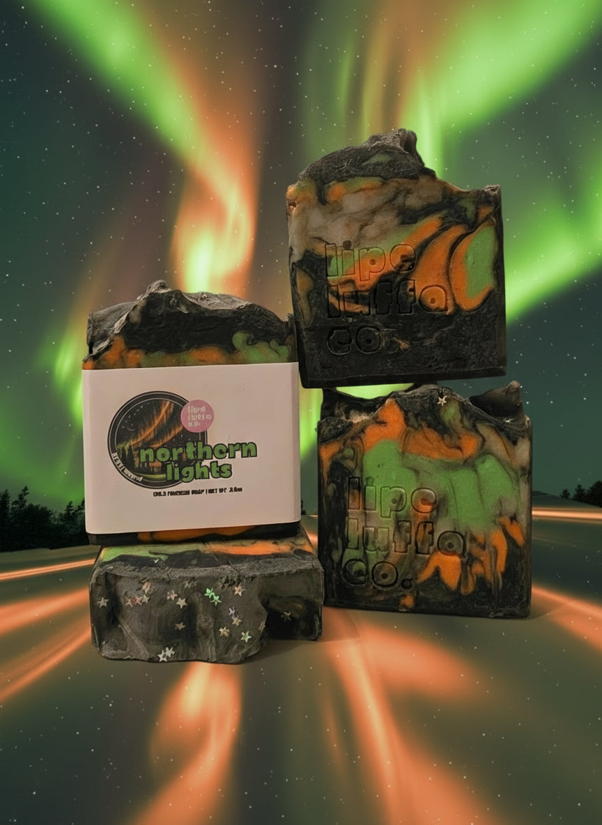 Warm apple pie spice meets crisp winter sage in our cozy Northern Lights artisan soap. Handmade, moisturizing, perfect for holiday gifting & winter self-care. Small-batch & skin-loving!
