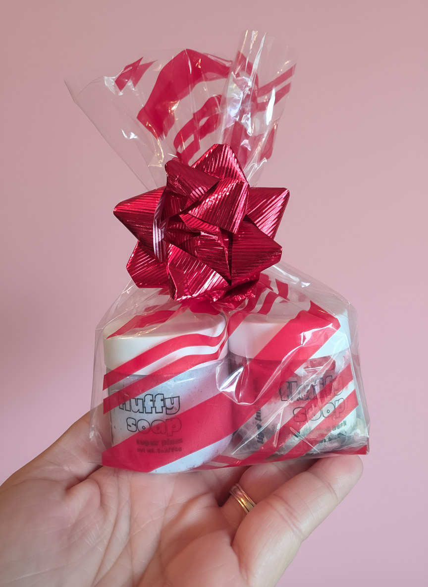 🎄 Fluffy Soap Minis – Sugar Plum & Peppermint Bark 🍬✨