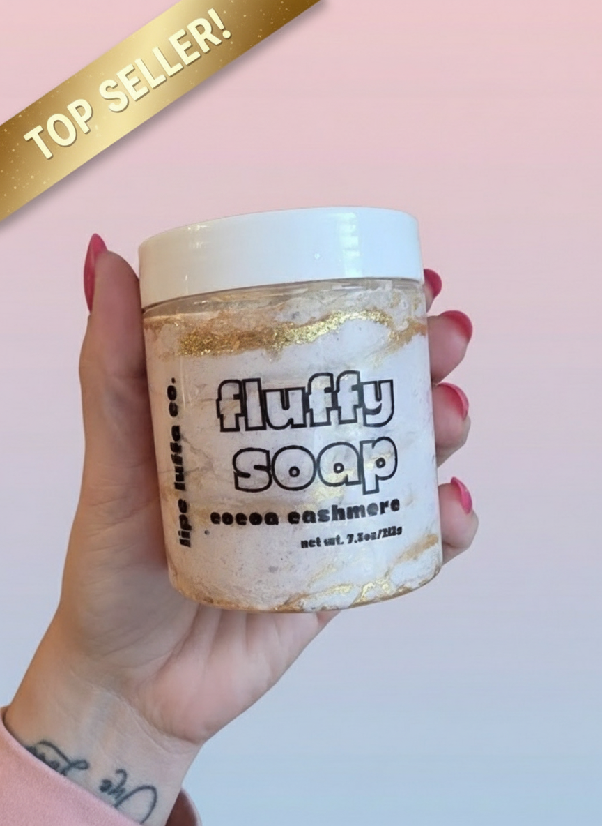Cocoa Butter Cashmere Fluffy Soap— Whipped Body Wash • Holiday Self-Care Treat